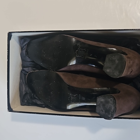 YSL Yves St Laurent size7 Pumps, Golden Lining, Brown Suede Leather - Picture 5 of 6